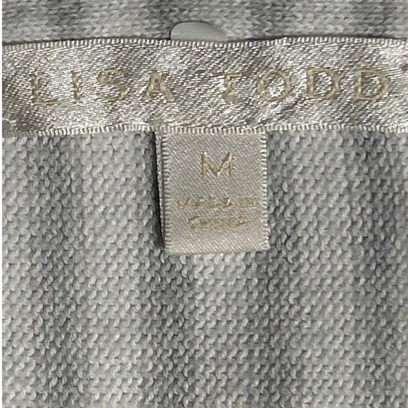 Lisa Todd Striped Knit Sweater Blue Whipstitch Tie Keyhole Neck White Size M - Picture 11 of 12